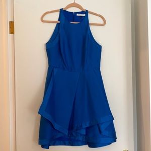 Halston heritage blue layered hem mini dress